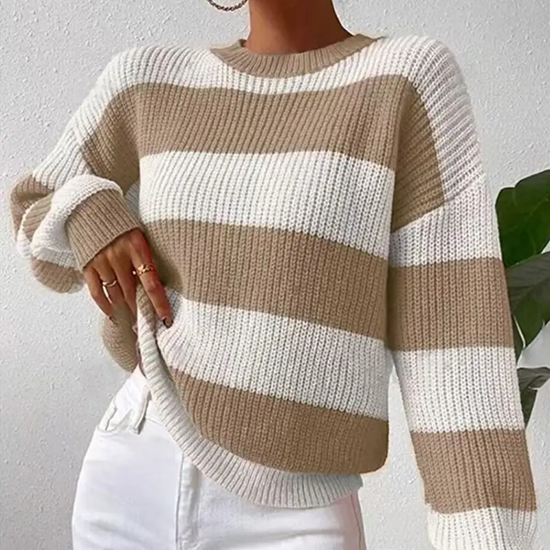 Striped Contrast Pullover Sweater