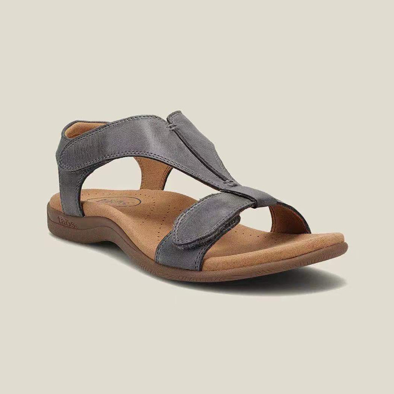 Flate retro-sandaler for kvinner: komfortable, åpen tå, sklisikker og perfekt for sommerutflukter!