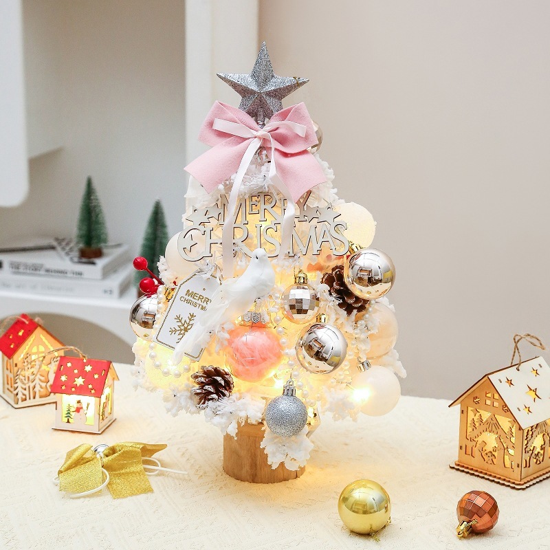 Flocked Pink Mini Christmas Tree Set (Free Shipping for Two Pieces)