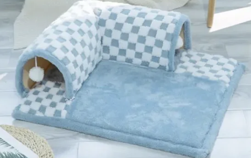 Cat Tunnel Bed Dog House Central Mat Soft Plush Material DIY Cats Play