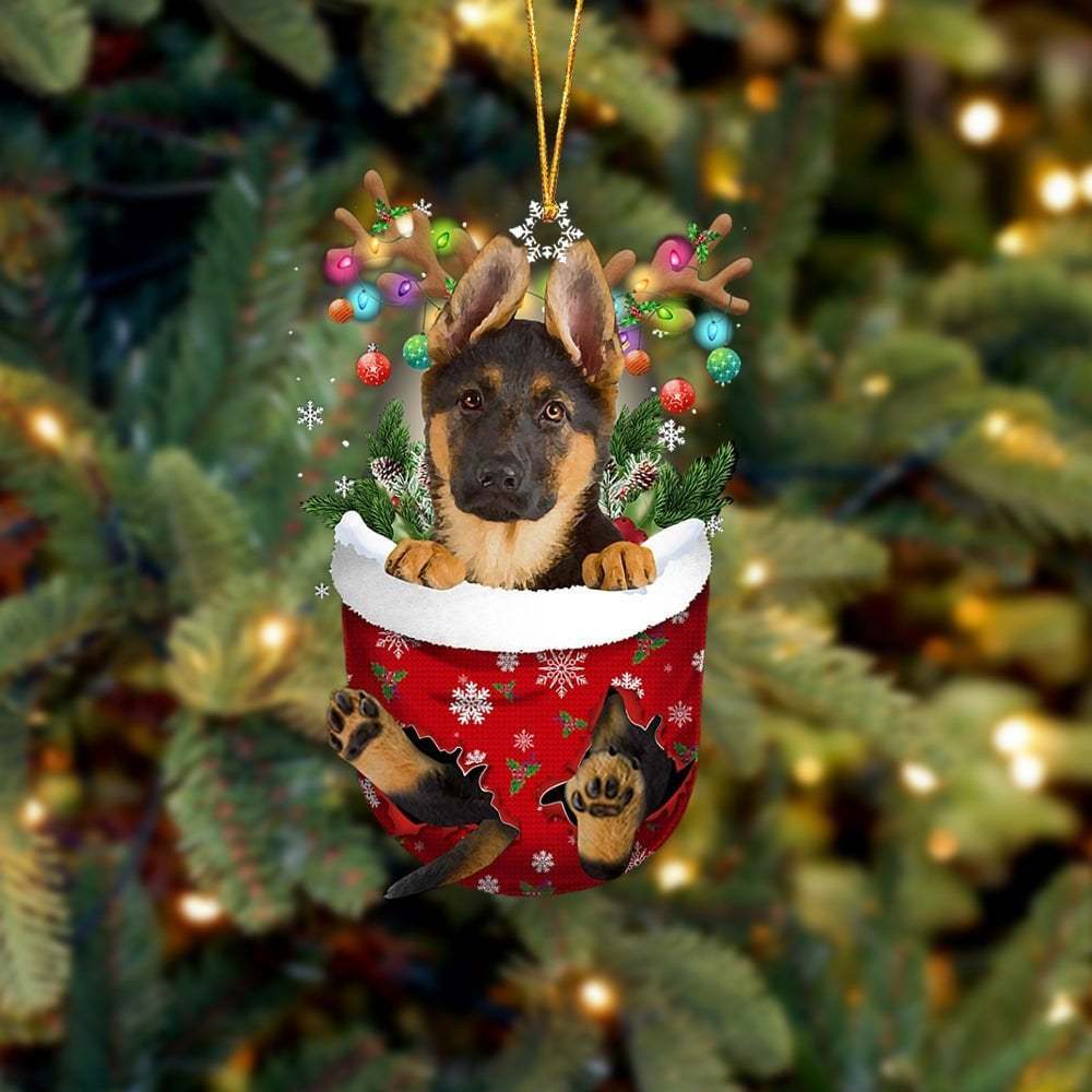 German Shepherd In Snow Pocket Ornament