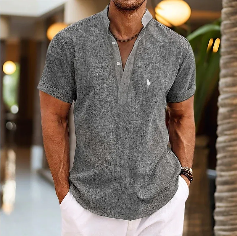2024 Hot Sale Stand Collar Short Sleeve Shirt