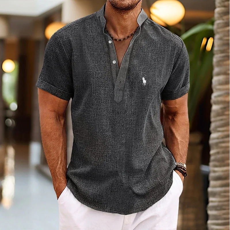 2024 Hot Sale Stand Collar Short Sleeve Shirt