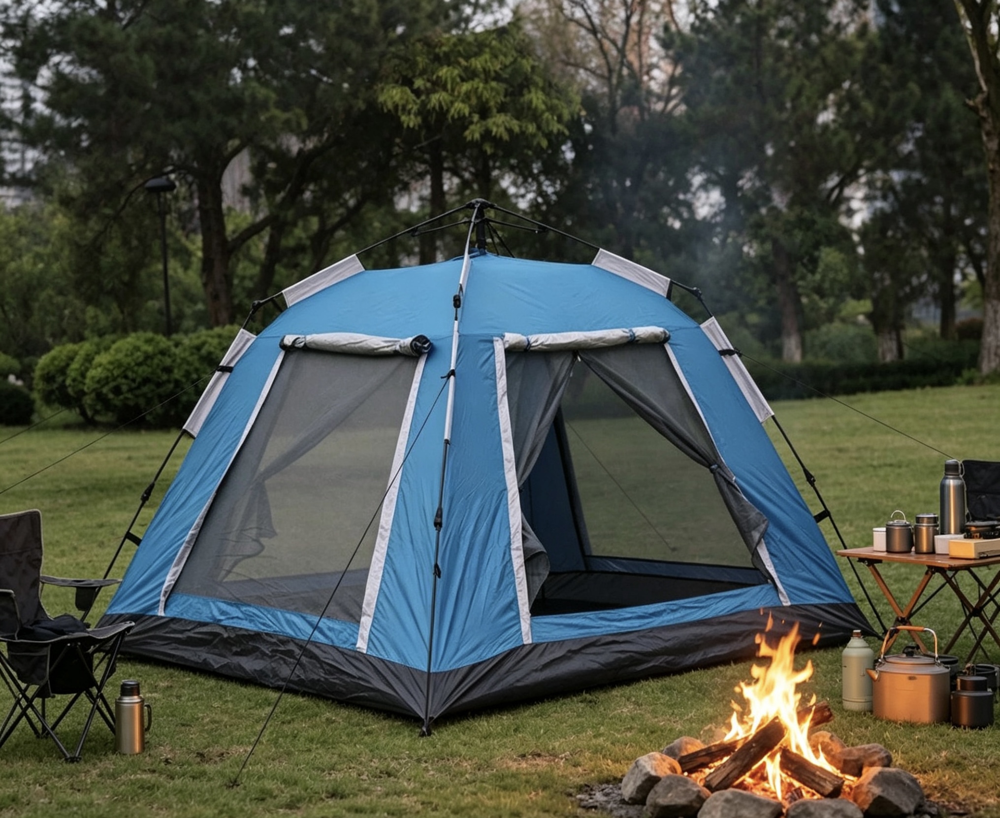Dutigo Instant Pop Up Camping Tent 3-4 Person 210D Oxford Bottom Waterproof UV Resistant