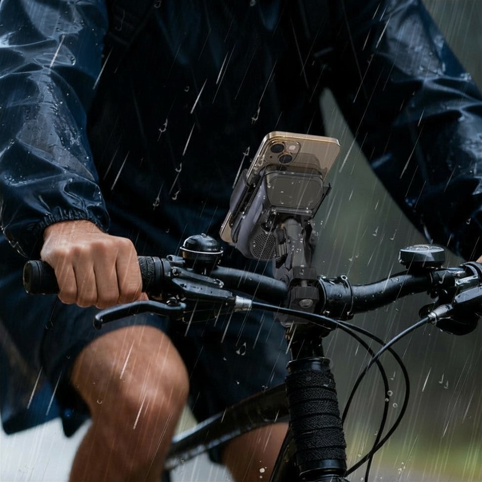 GoMotour Motorcycle Phone Holder with Bluetooth Speaker
