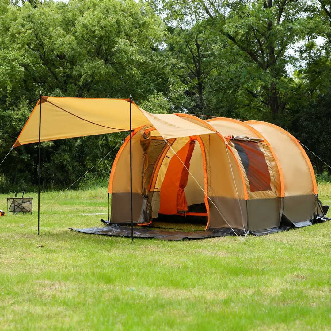 Dutigo Thickened Big Capacity Tunnel Tent 4-6 Person 1 Bedroom 1 Living Room Fiberglass Poles -dutigo