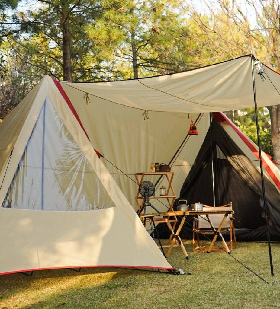 Dutigo Basecamp Tent with Stove Jack 2-6 Person Large Awning Waterproof 210D Oxford