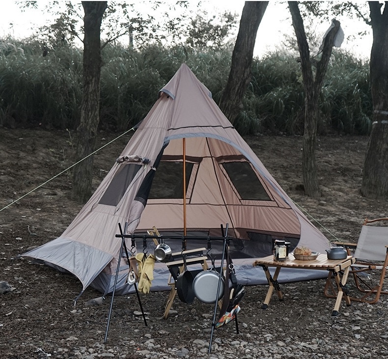 Dutigo Pyramid Tent with Awning 3-4 Person UV Protection Waterproof 210D Oxford