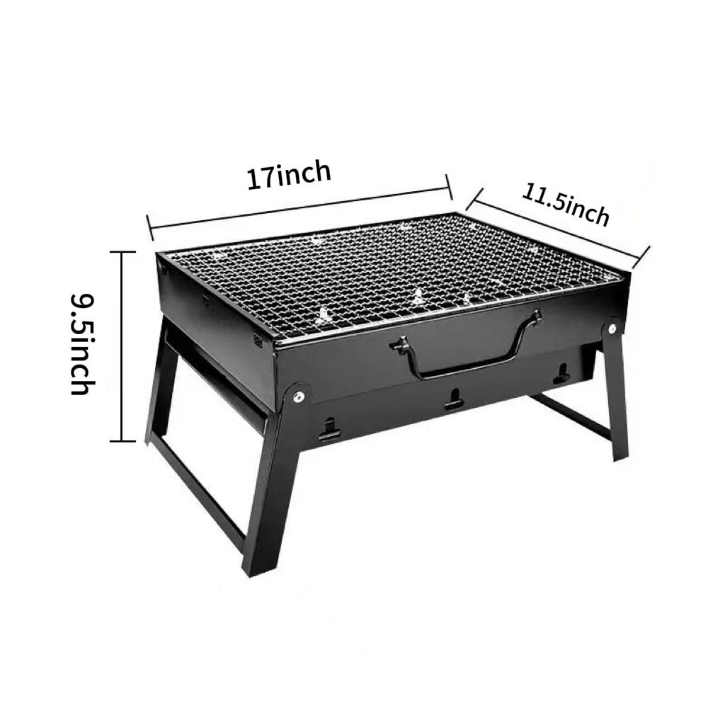 Dutigo Portable Folding Charcoal Grill Thickened Steel Compact Camping BBQ with Tin Foil Tip
