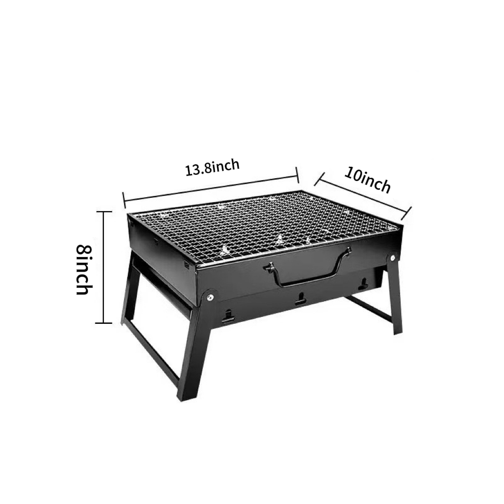 Dutigo Portable Folding Charcoal Grill Thickened Steel Compact Camping BBQ with Tin Foil Tip