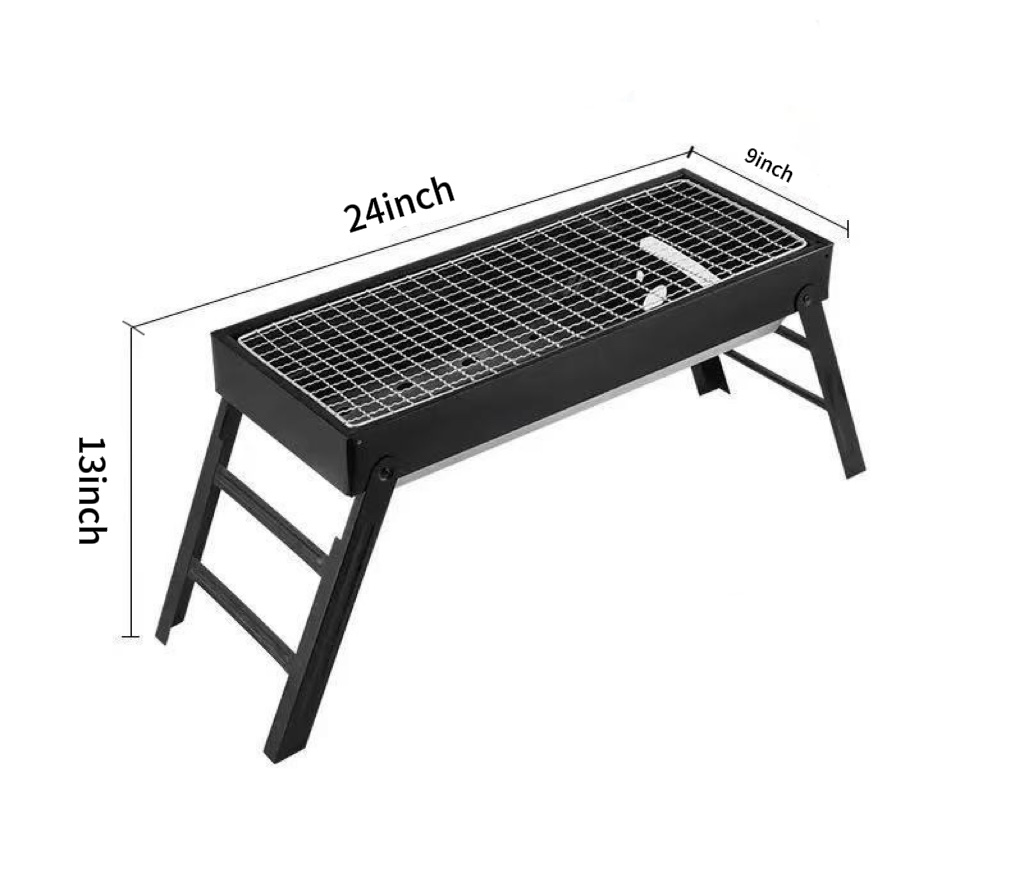Dutigo Portable Folding Charcoal Grill Thickened Steel Compact Camping BBQ with Tin Foil Tip