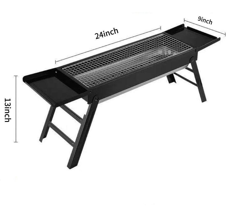 Dutigo Portable Folding Charcoal Grill Thickened Steel Compact Camping BBQ with Tin Foil Tip