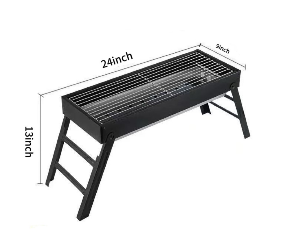 Dutigo Portable Folding Charcoal Grill Thickened Steel Compact Camping BBQ with Tin Foil Tip