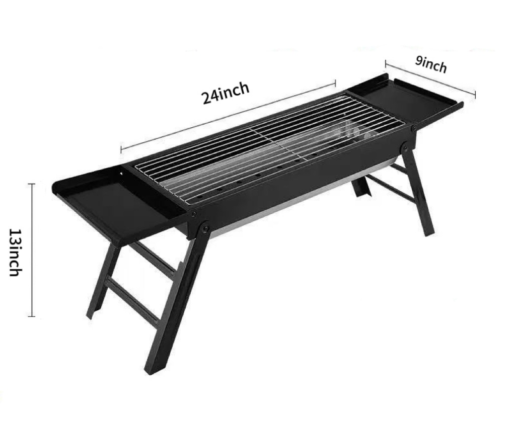 Dutigo Portable Folding Charcoal Grill Thickened Steel Compact Camping BBQ with Tin Foil Tip