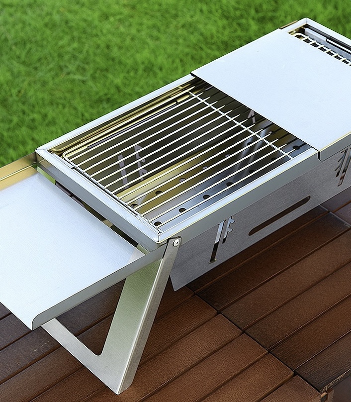 Dutigo Instant Folding Camping Grill, 2-in-1 Stainless Steel BBQ & Fire Pit, 3 Heat Levels, Portable for Outdoor, Beach, Travel-dutigo