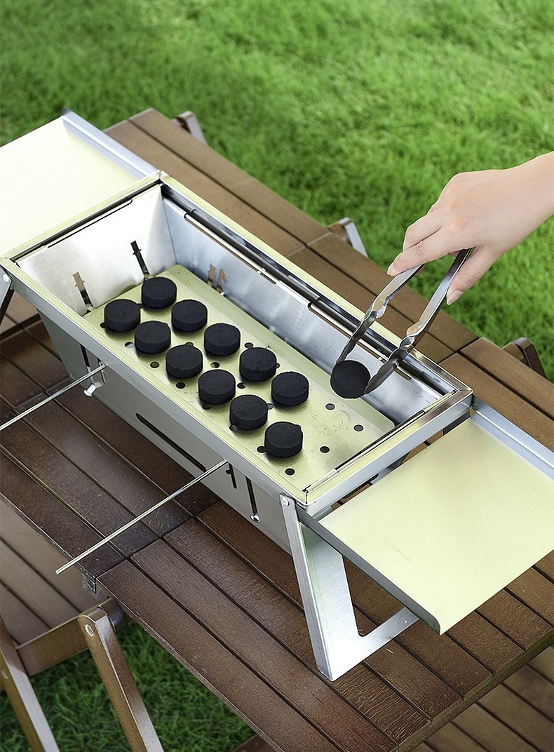 Dutigo Instant Folding Camping Grill, 2-in-1 Stainless Steel BBQ & Fire Pit, 3 Heat Levels, Portable for Outdoor, Beach, Travel-dutigo
