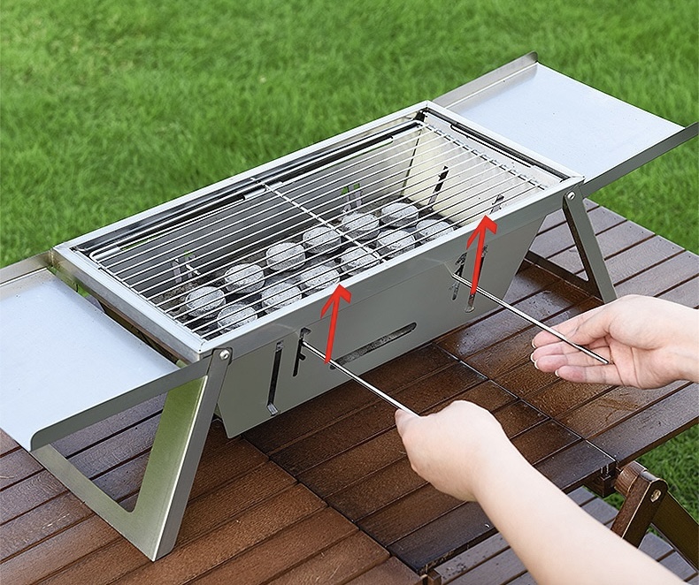 Dutigo Instant Folding Camping Grill, 2-in-1 Stainless Steel BBQ & Fire Pit, 3 Heat Levels, Portable for Outdoor, Beach, Travel-dutigo