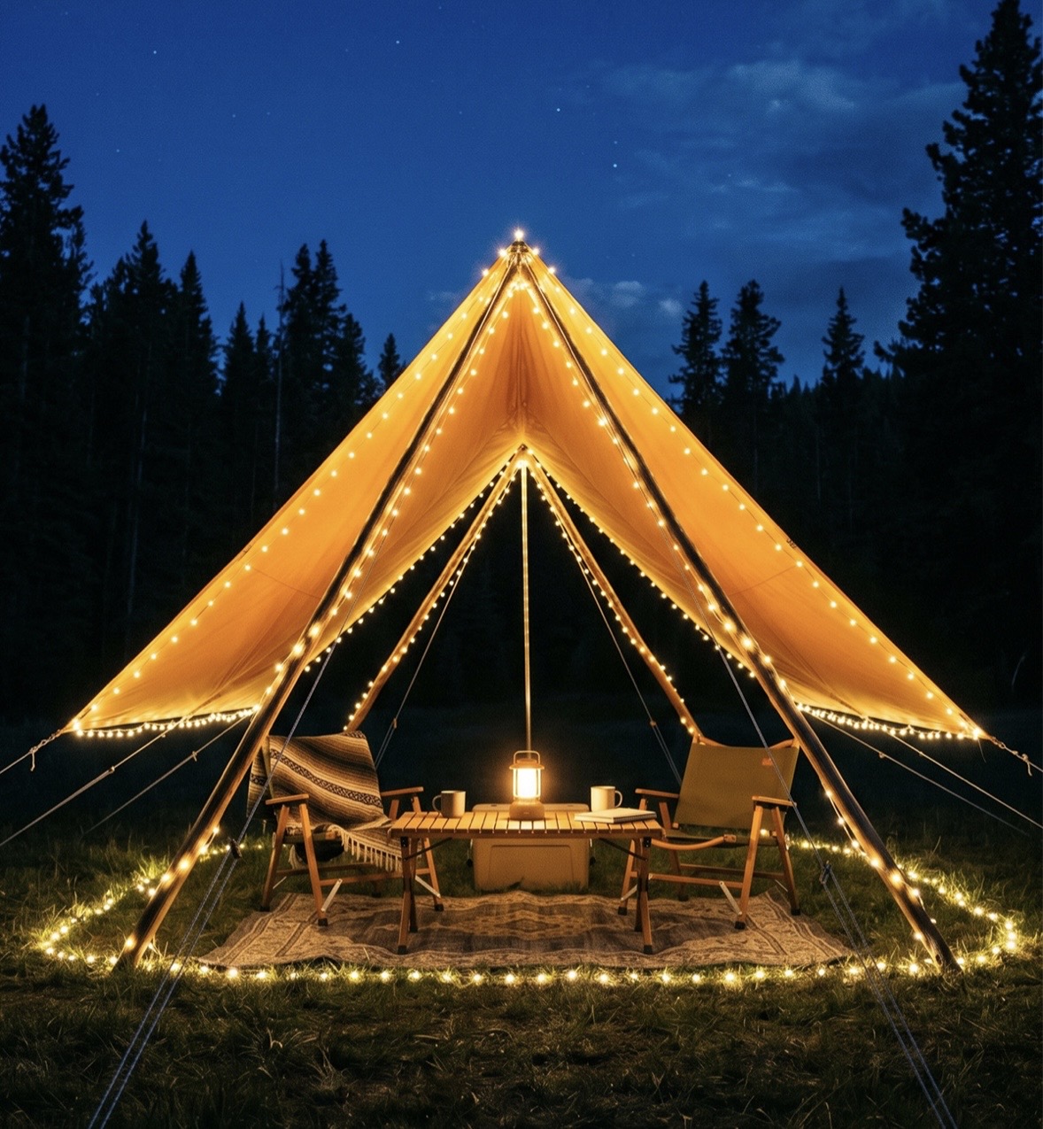 Dutigo 10m Rechargeable LED Camping String Light 7 Modes Waterproof