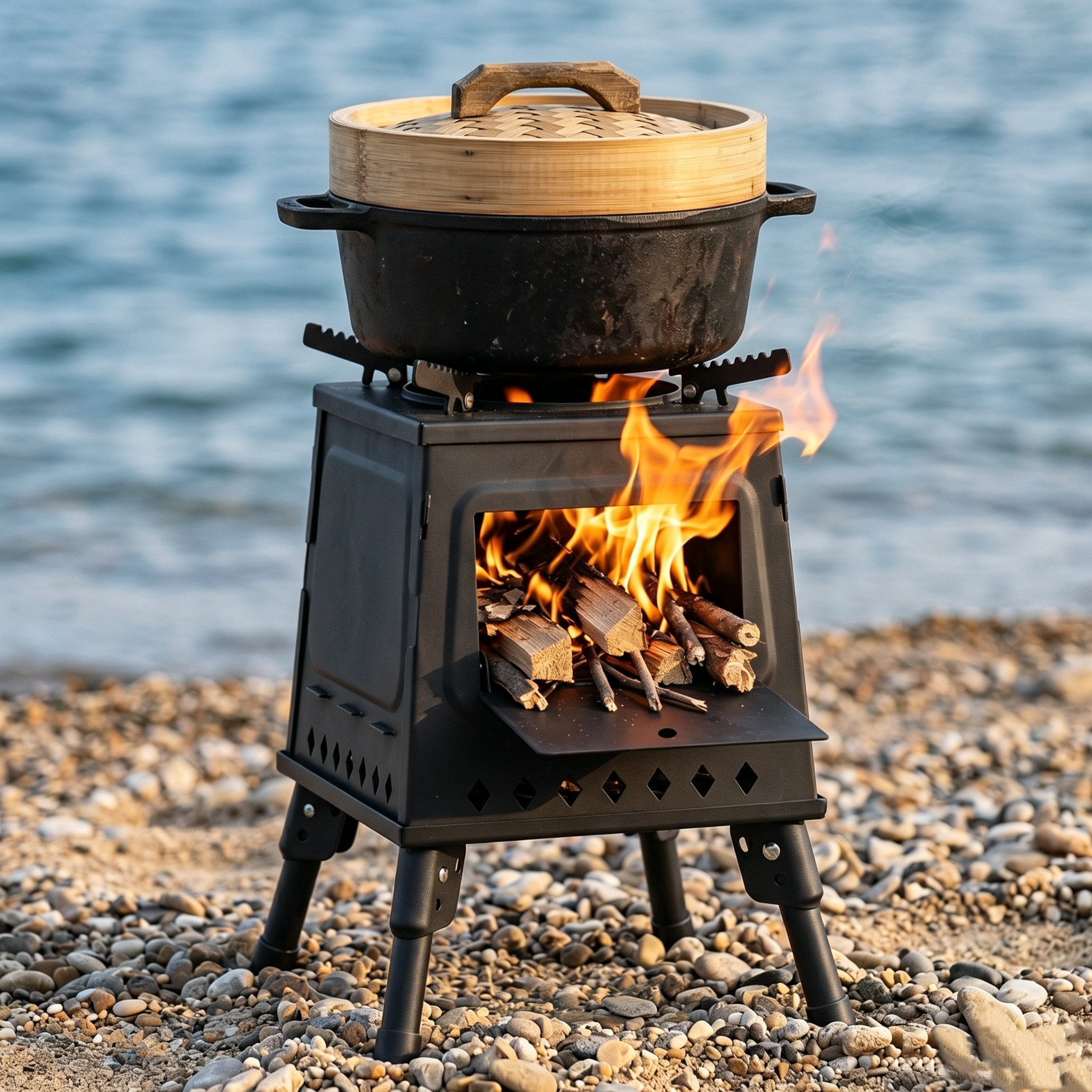Dutigo Foldable Smokeless Wood Stove Camping Portable with Glove & Bag