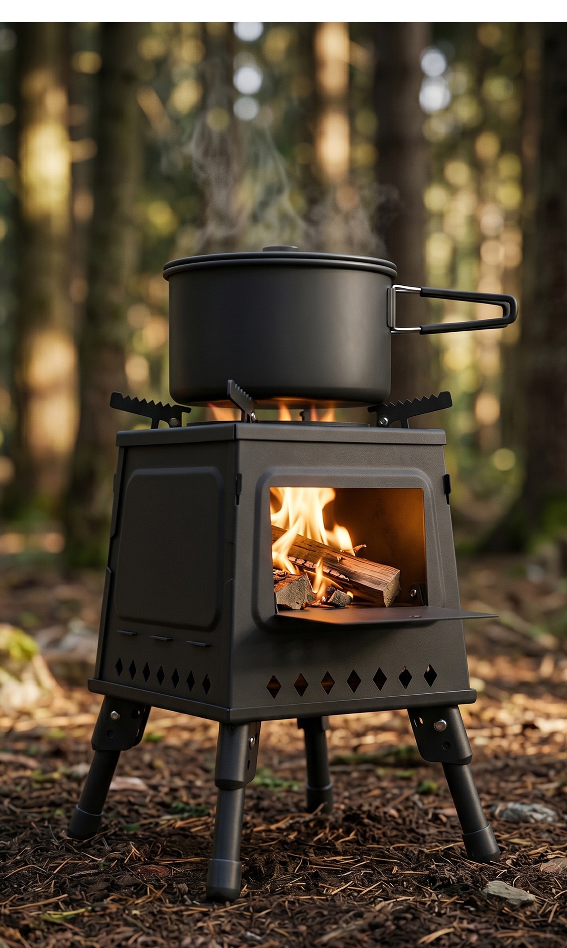 Dutigo Foldable Smokeless Wood Stove Camping Portable with Glove & Bag