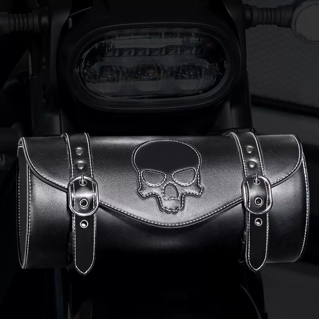 GoMotour Motorcycle Handlebar Bag Punk-Style Leather