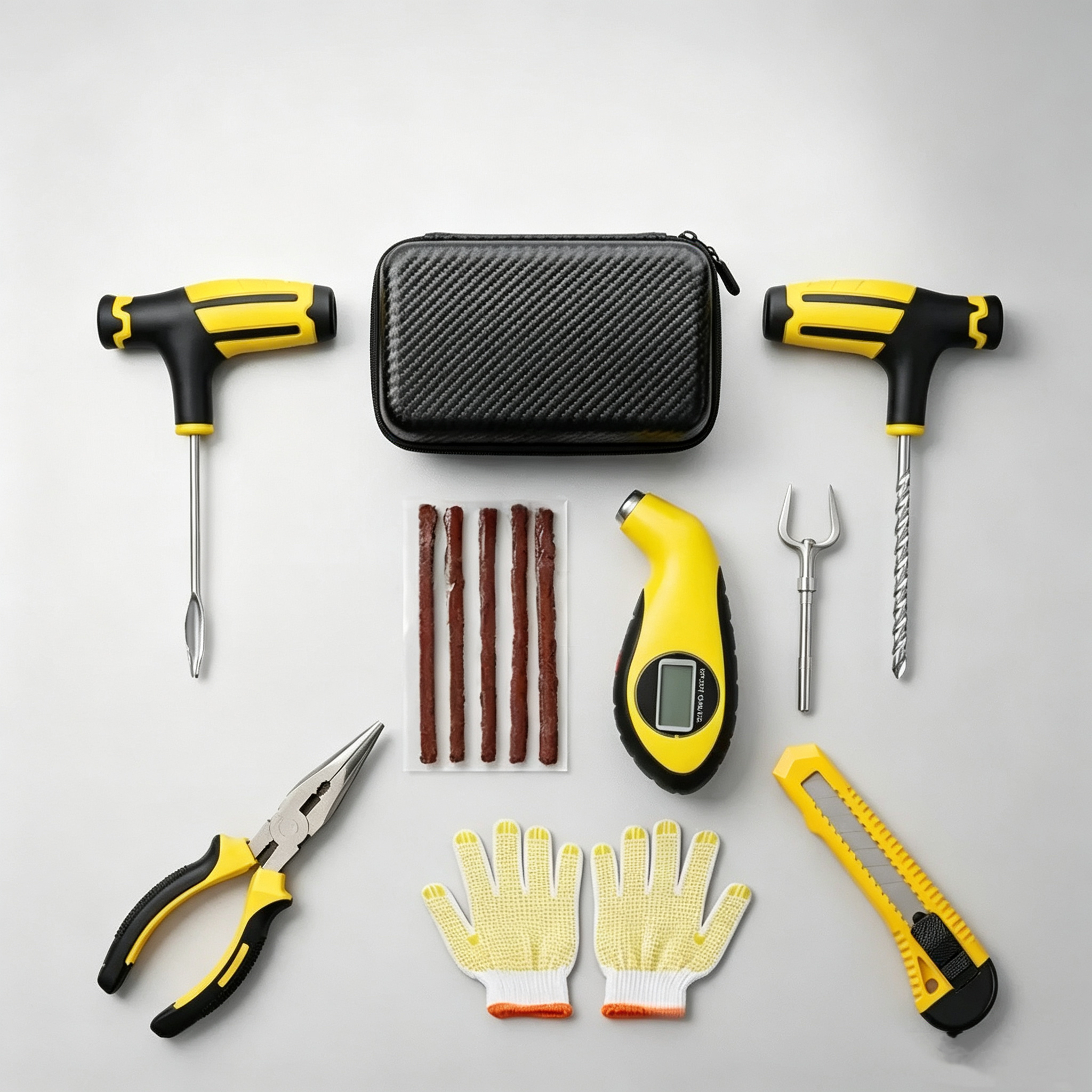 GoMotour Deluxe Motorcycle Tire Repair Kit with Tire Pressure Gauge