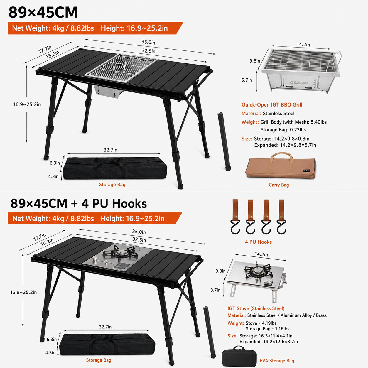Dutigo Foldable Camping Table Aluminum Roll-Up IGT Compatible Portable