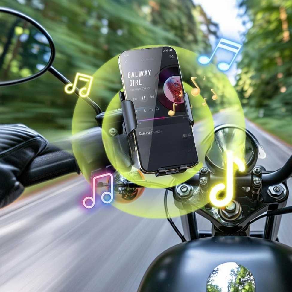 GoMotour Motorcycle Phone Holder with Bluetooth Speaker