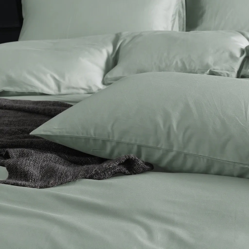 Dutigo Light Green Silken Long-Staple Bedding
