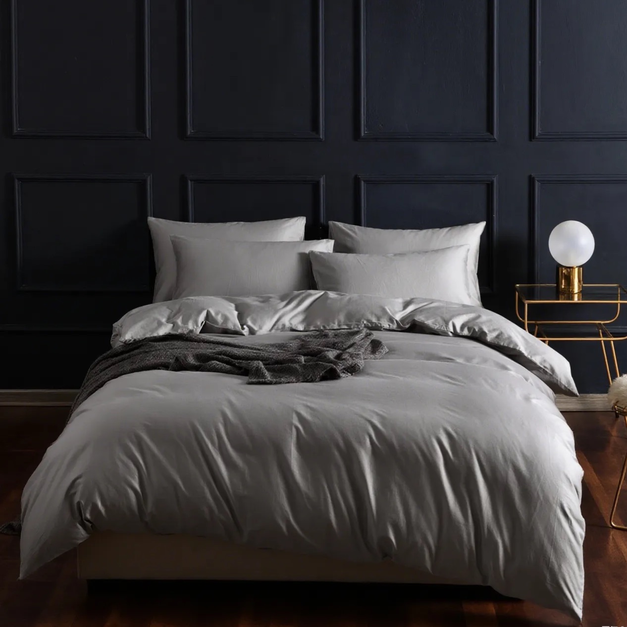 Dutigo Light Gray Silken Long-Staple Bedding