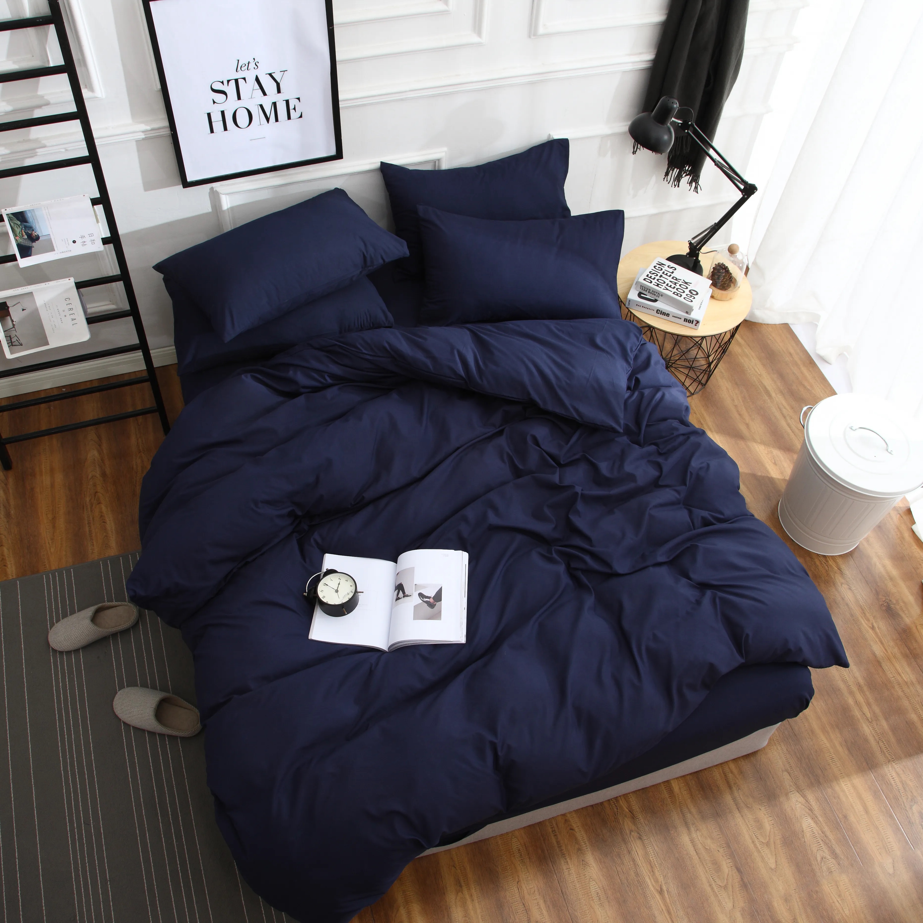 Dutigo Navy Blue Brushed Bedding Set