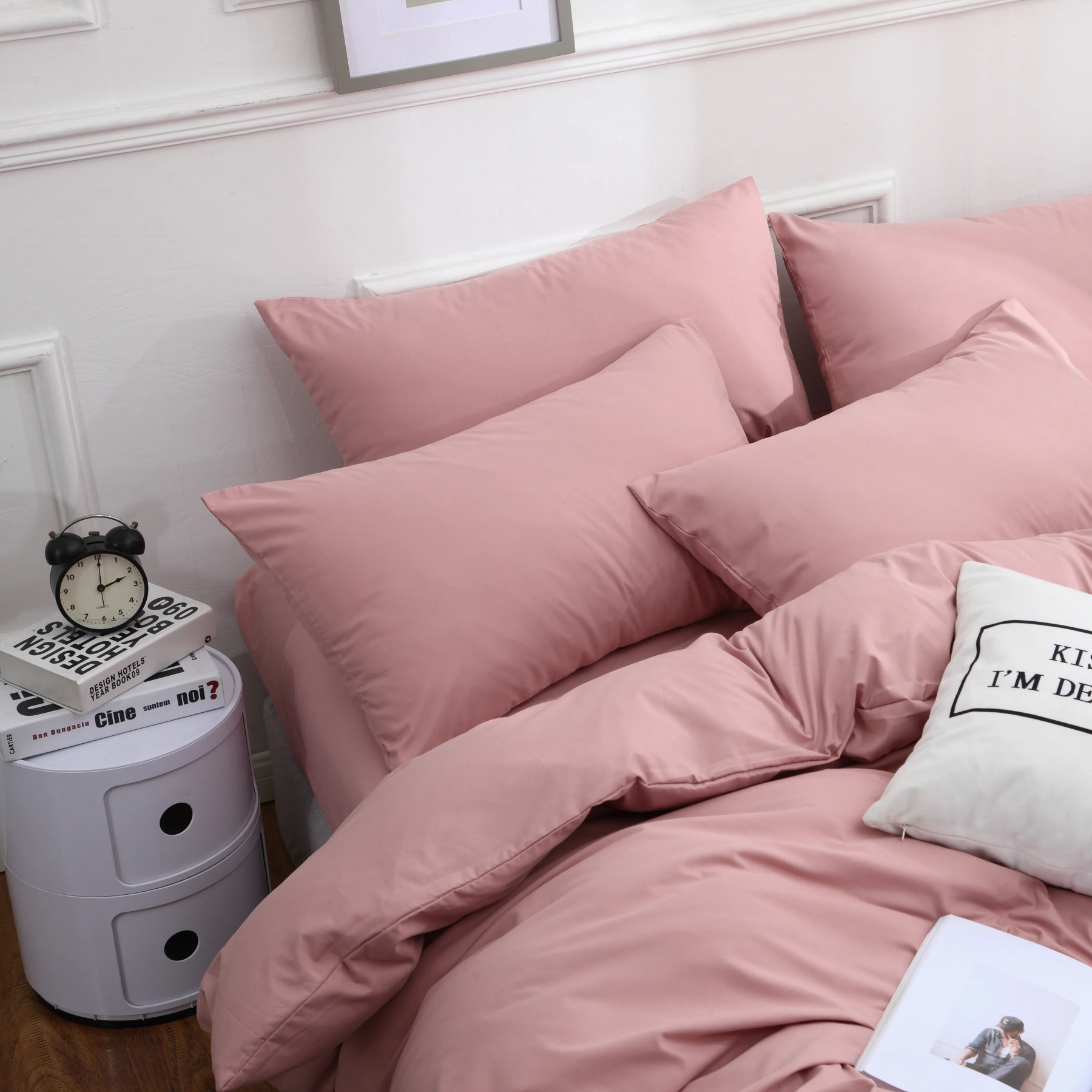 Dutigo Pink and Brown Brushed Bedding Set