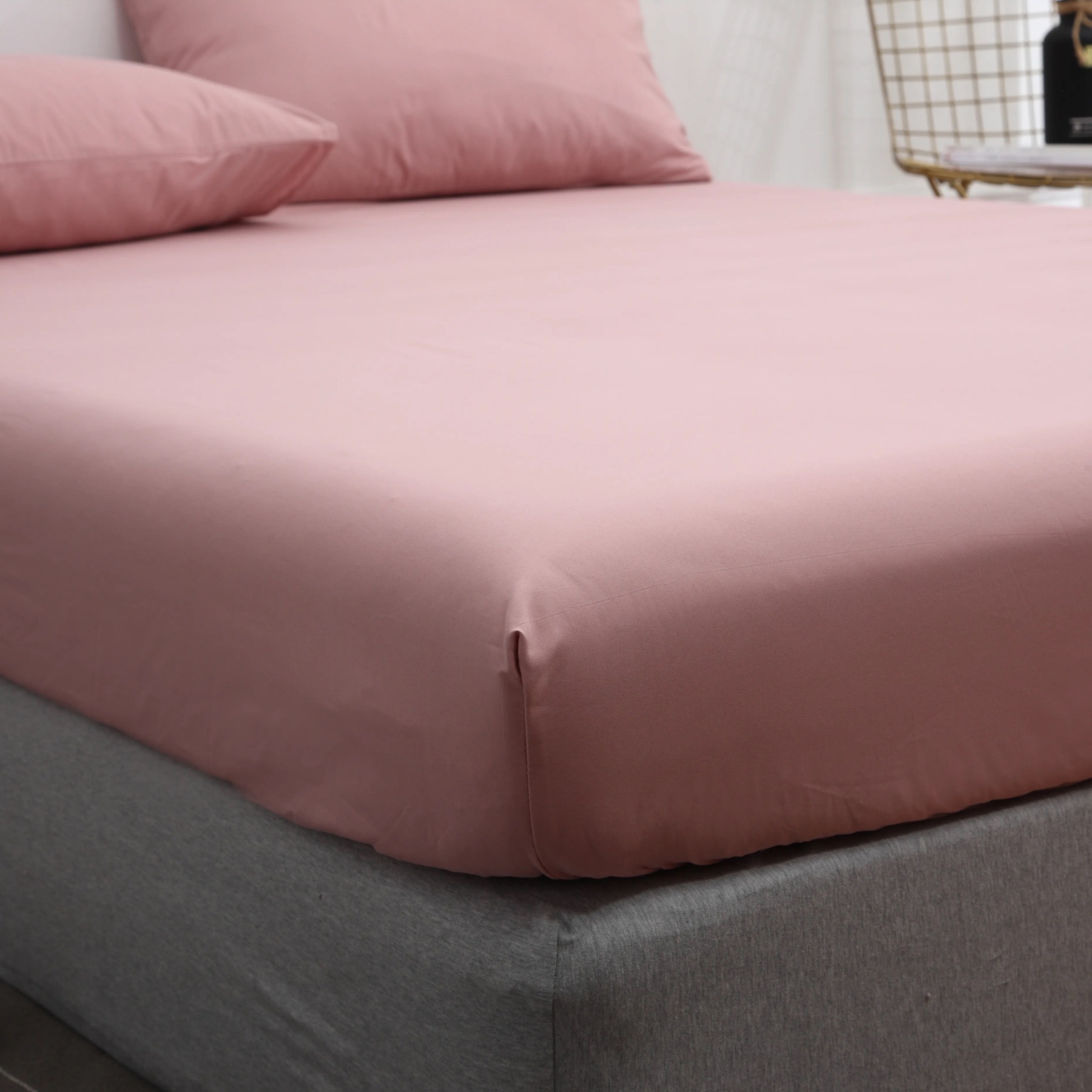 Dutigo Pink and Brown Brushed Bedding Set