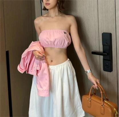 MIU monogrammed embroidered bustier