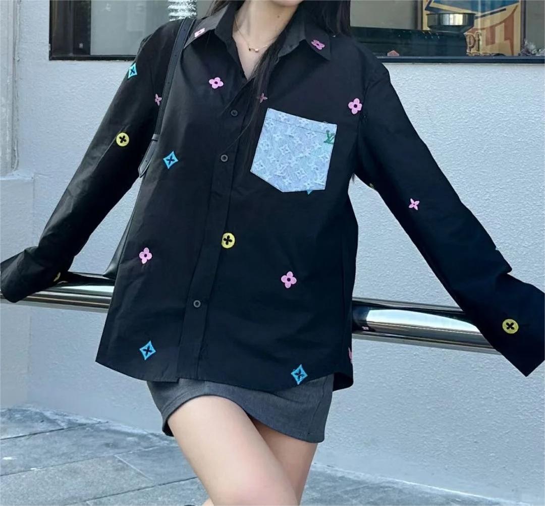 LU Pocket Patch Old Flower Embroidered Shirt Jacket