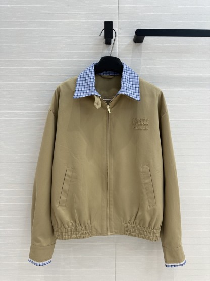 MIU new blue plaid collar curry jacket coat