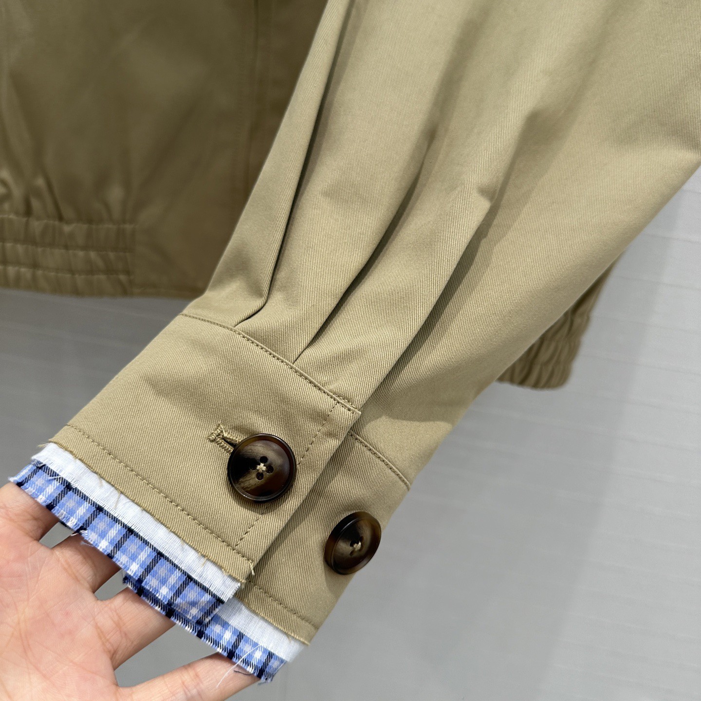 MIU new blue plaid collar curry jacket coat