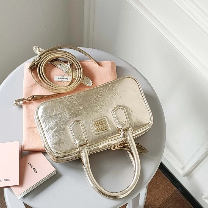 MIU Mini Gold Bowling Bag