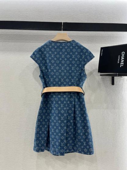 1V Jacquard Denim Dress