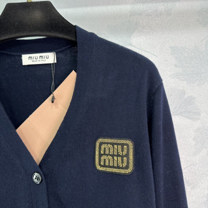 Miu Gold Label Embroidered Knit Cardigan