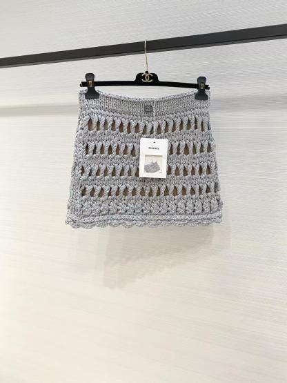 CHNEL Cutout Galaxy Gray Knit Half Skirt