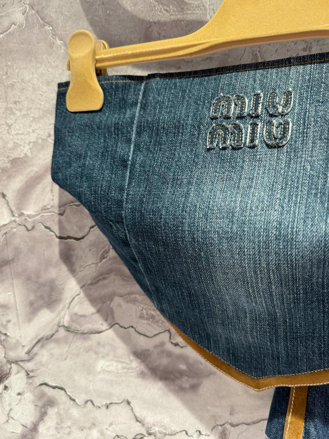 Miu Denim Patchwork Leather Bustier