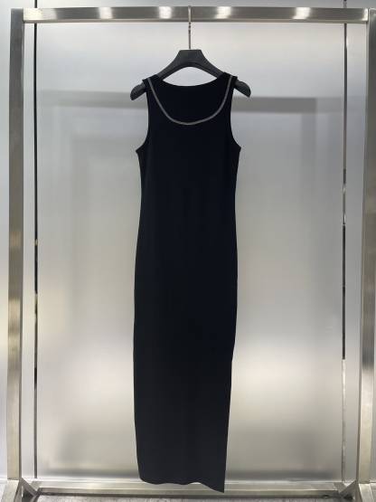 LOE Embroidered Sleeveless Vest Slim Fit Dress