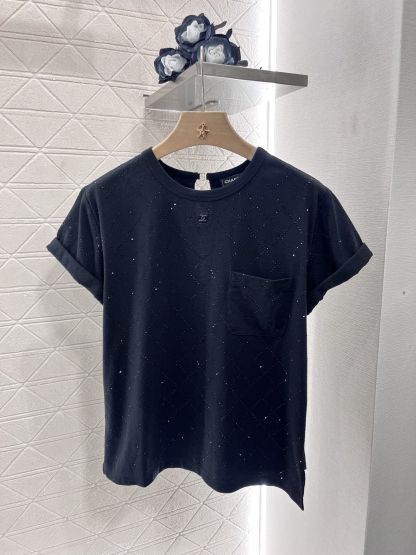 CHANE25SS Heavy Diamante Backless T-Shirt