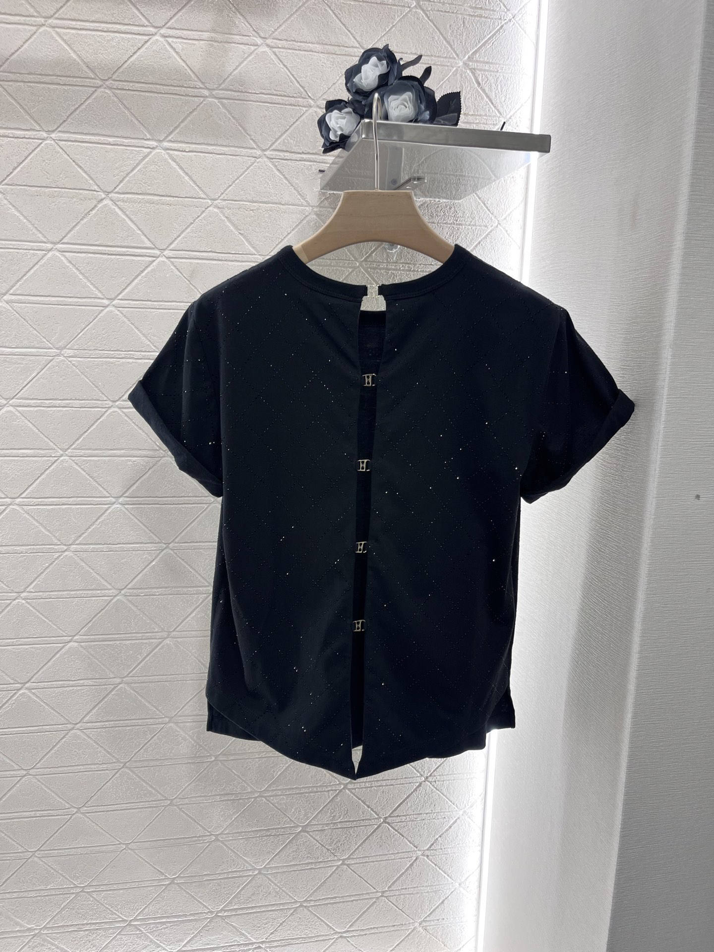 CHANE25SS Heavy Diamante Backless T-Shirt