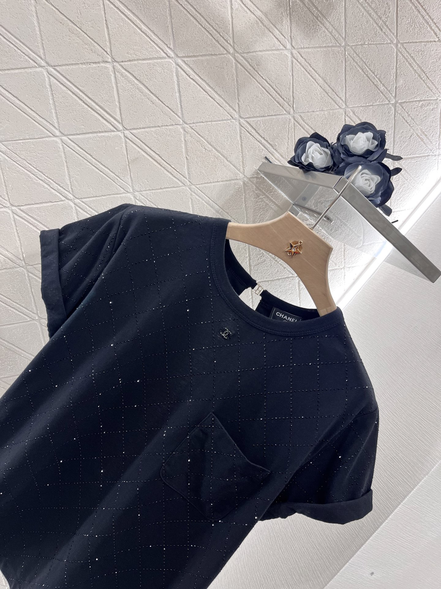 CHANE25SS Heavy Diamante Backless T-Shirt