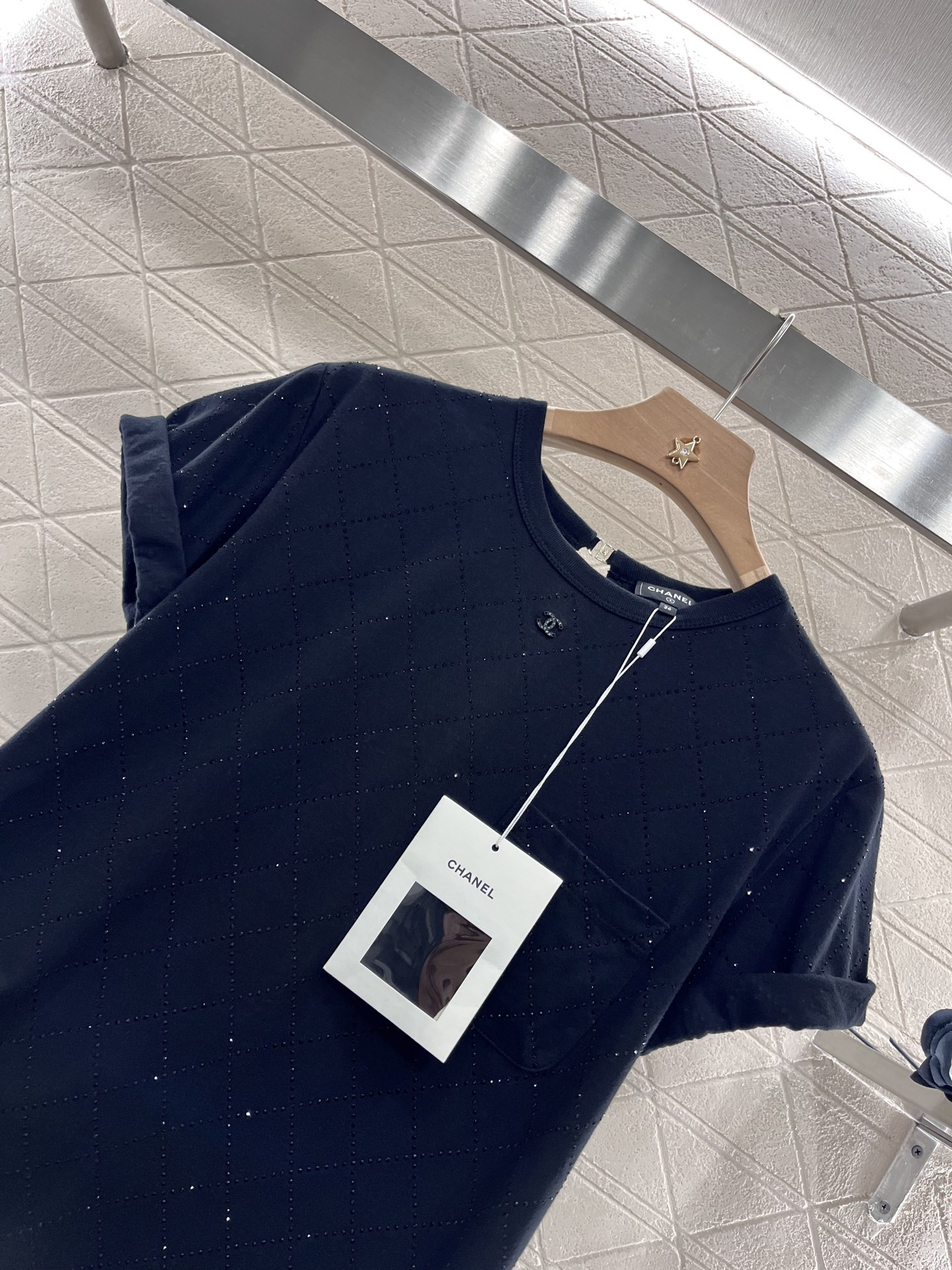 CHANE25SS Heavy Diamante Backless T-Shirt