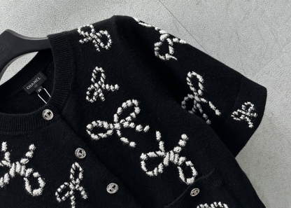 CHANE Floral Cashmere Short Sleeve Cardigan