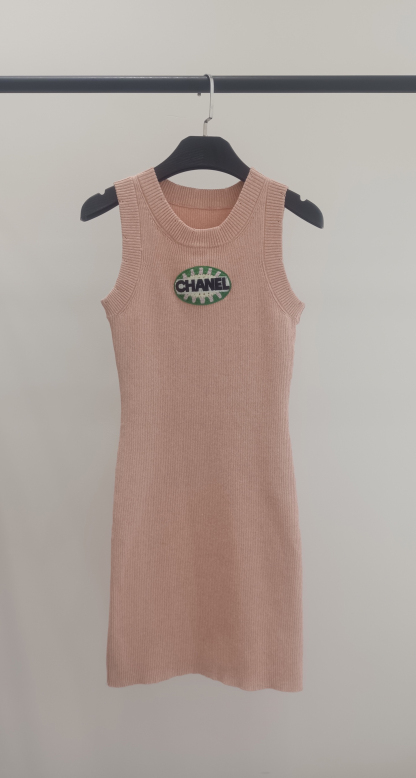 CHANE monogrammed embroidered jersey dress