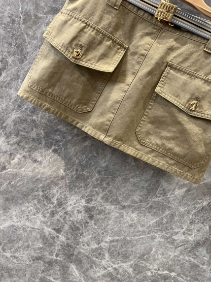 MIU25SS Lapel Workwear Ultra Short Half Skirt